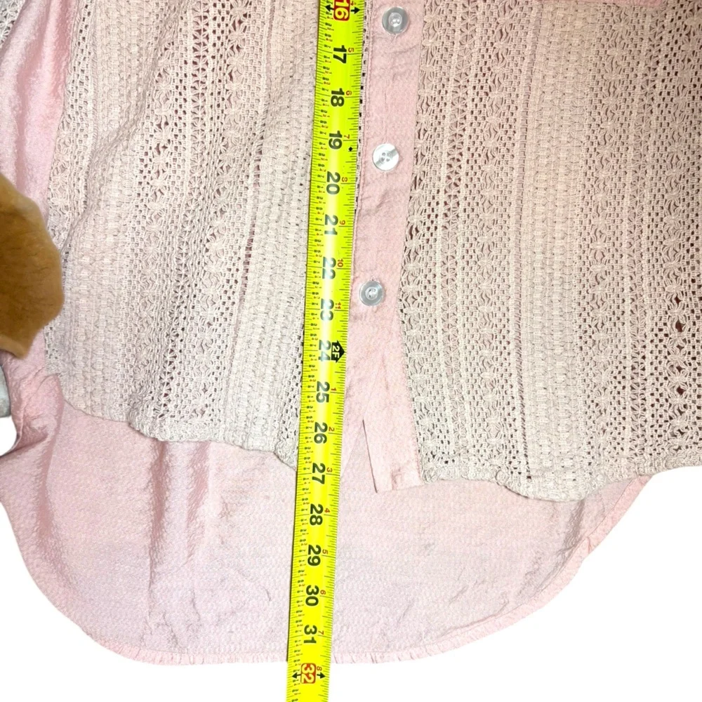 Southern Grace Light Pink Lace Button-Down Shirt S Romantic - Picture 8 of 8